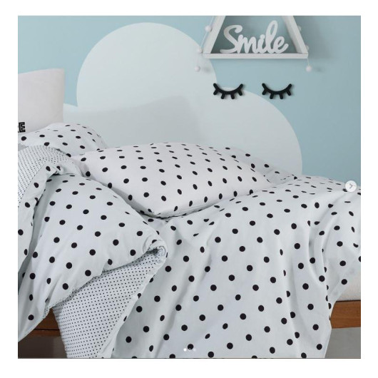 Ethnica Home 100% Cotton Ranforce Buddy Kids Duvet Cover Set With Ears-Teddy Black White