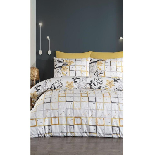 Jolly Home 4 Season Single Quilted Duvet Cover Set-Geofle Yellow