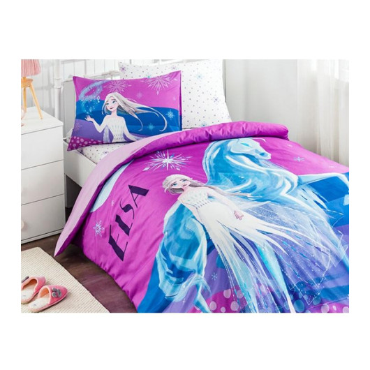 Özdilek Licensed Single Child Duvet Cover Set With Fitted Sheets - Frozen Elsa Snow Queen