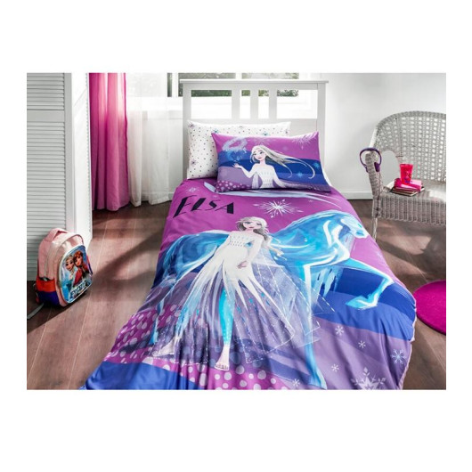 Özdilek Licensed Single Child Duvet Cover Set With Fitted Sheets - Frozen Elsa Snow Queen