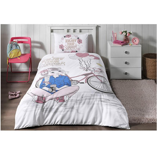 Özdilek Ranforce Single Child Duvet Cover Set-Enjoy White