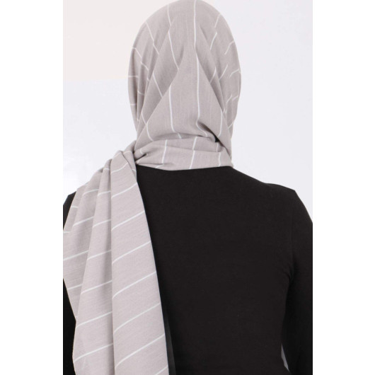 Striped Cotton Shawl Gray