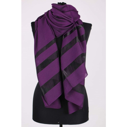 Evening Dress Striped Shawl Purple