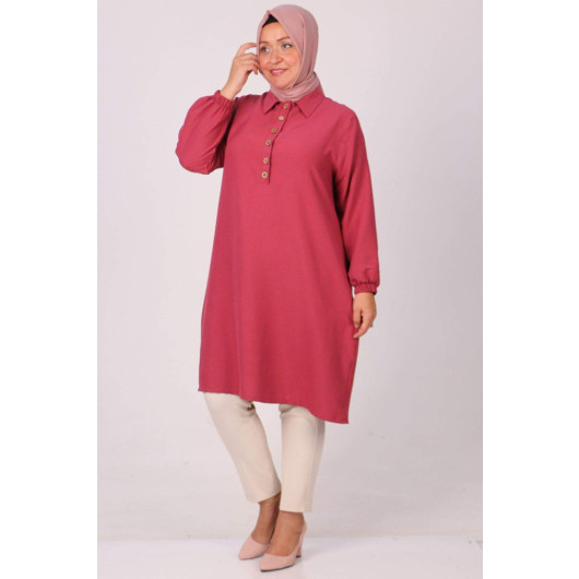 Large Size Front Placket Miracle Tunic Dark Rose