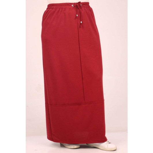 Plus Size Two Thread Piece Skirt Claret Red