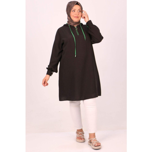 Plus Size Hooded Miracle Tunic Black