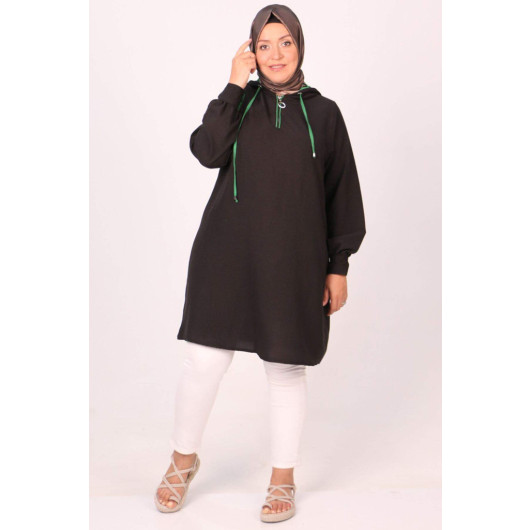 Plus Size Hooded Miracle Tunic Black