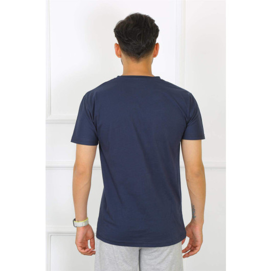 Men's Navy Blue 100% Cotton T-Shirt