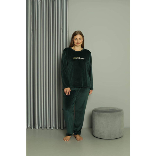 Underwear Plus Size Women's Velvet Green Pajama Set