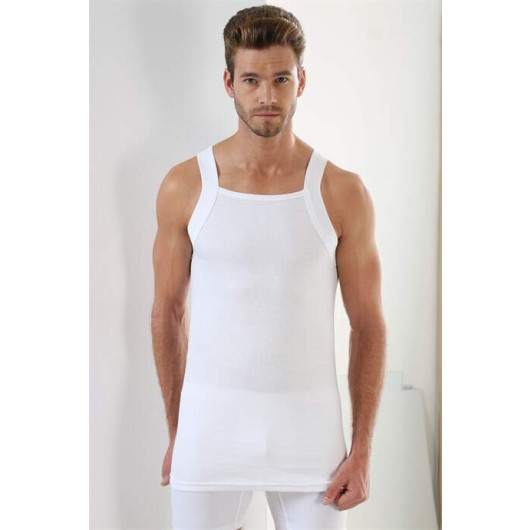قميص داخلي رجالي أبيض بعلاقات واسعة 3 قطع