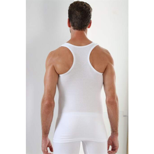 Men's White Ribbed Athlete Undershirt