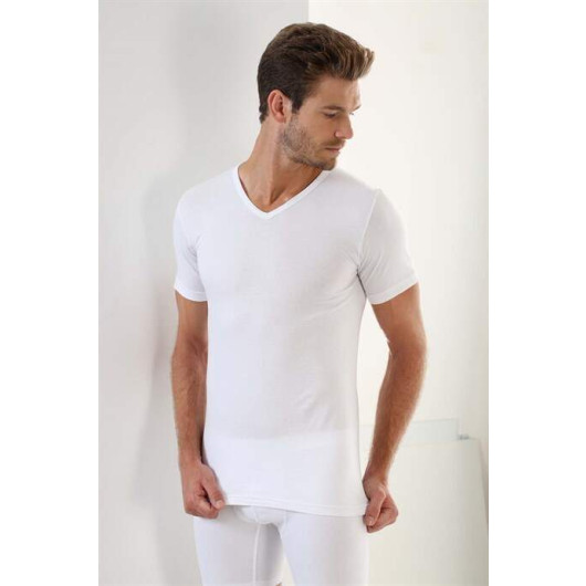 قميص داخلي أبيض قصير الاكمام للرجال 3 قطع