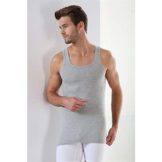 Men's Gray Cotton Combed Undershirt, Pack Of 6