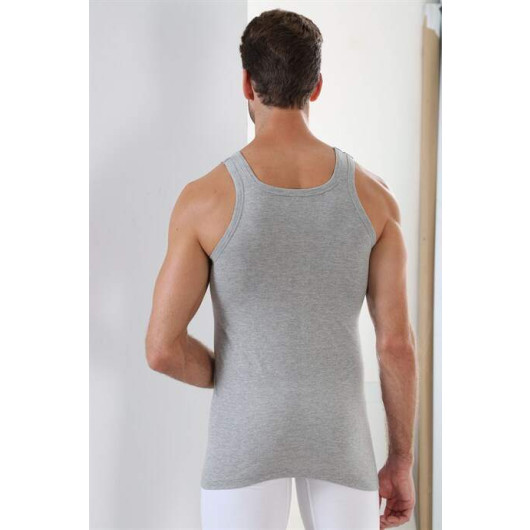 Men's Gray Cotton Combed Undershirt, Pack Of 6
