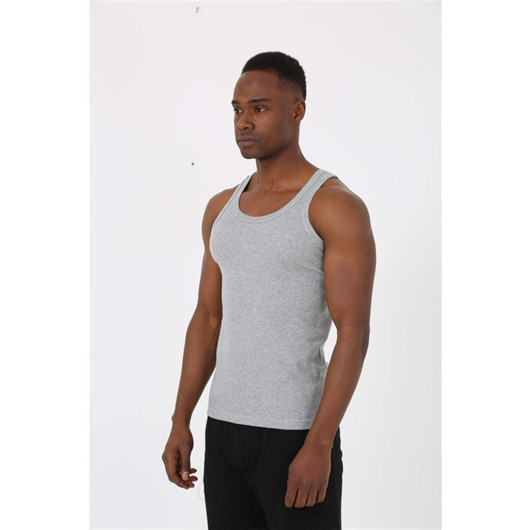 Men's Gray Athlete Ribbed Undershirt 6503