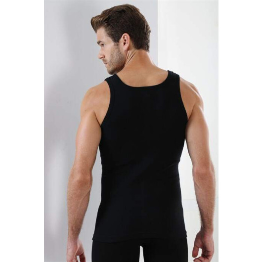 Men's Black Cotton Combed Undershirt, Pack Of 6