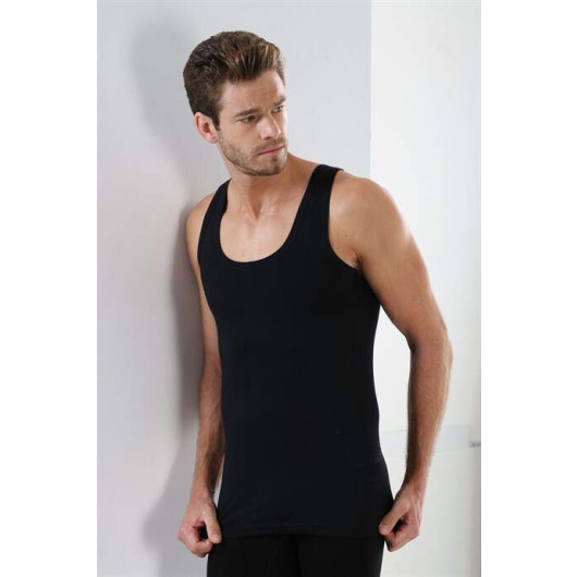 Men's Black 100% Cotton Combed Plus Size Undershirt