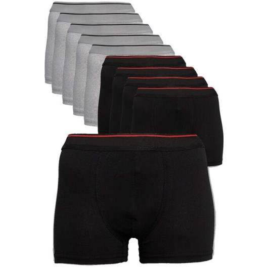 Men's Black Gray Large Size Boxer Pack Of 10