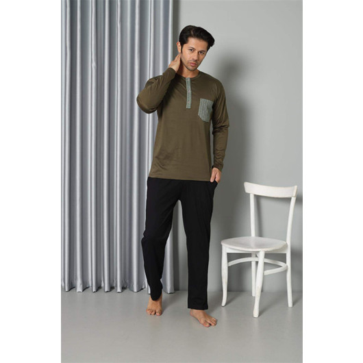Men's Long Sleeve Combed Cotton Pajama Set
