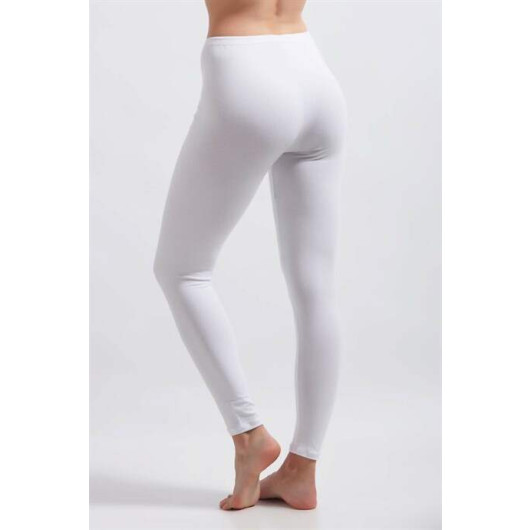 Women White Combed Cotton Lycra Tights, Pack Of 2
