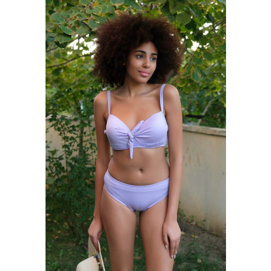 Underwear Women's Bow Covered Lilac Bottom Top Bikini Set