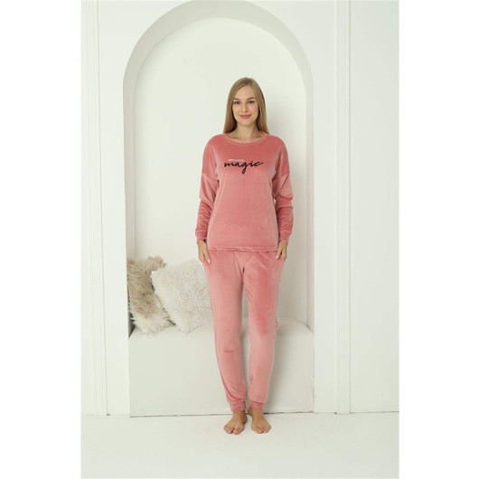 Angelino Underwear Women's Velvet Pink Pajama Set