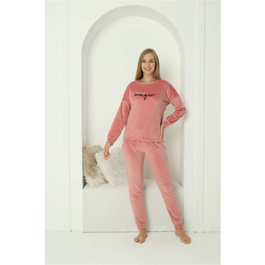 Angelino Underwear Women's Velvet Pink Pajama Set