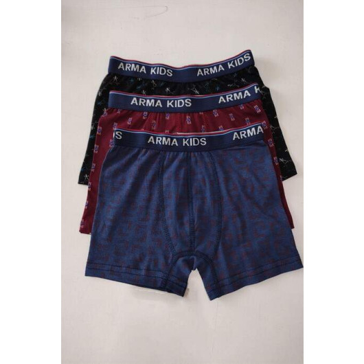 Lycra Boy's Boxer Patterned Colorful Pack Of 3