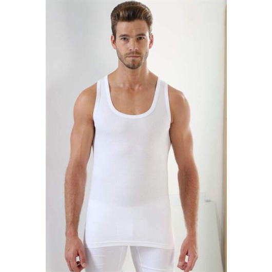 قميص داخلي رجالي أبيض مقاس كبير قطن قطعتين