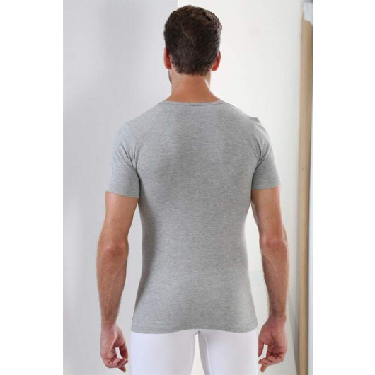 Premium Cotton Men's Gray O-Neck Undershirt 3 Pack