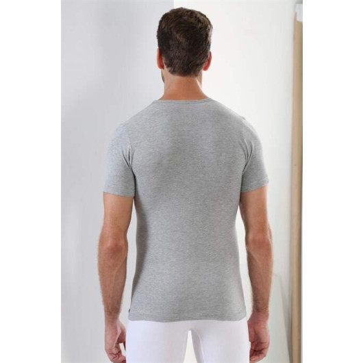 Premium Men's Gray Cotton V-Neck T-Shirt