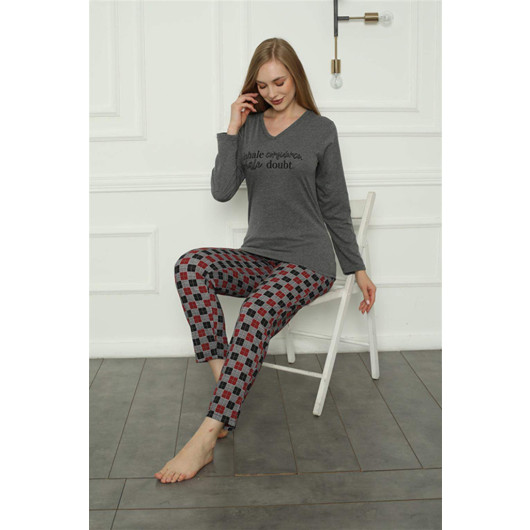 Women's Gray Combed Cotton Pajama Set