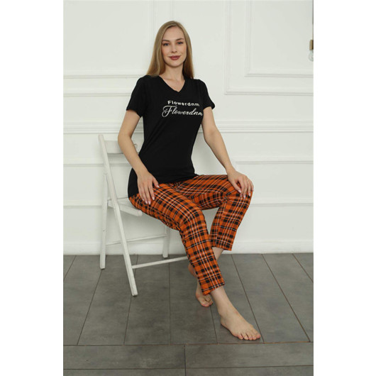 Women's Black Combed Cotton Pajama Set
