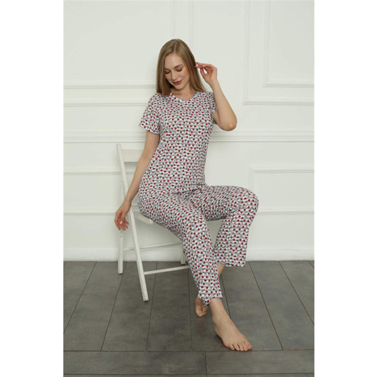 Women's White Combed Cotton Pajama Set