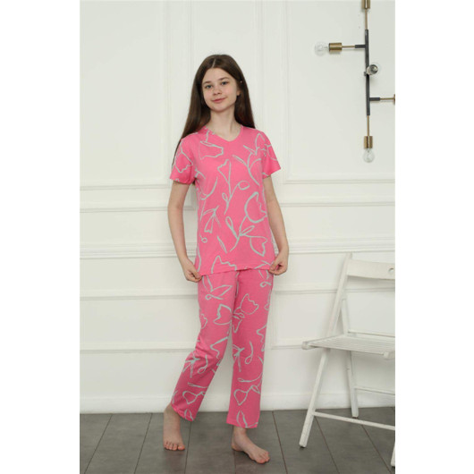 Girls' Fuchsia Combed Cotton Pajamas
