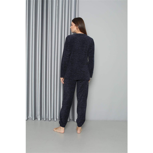 Women's Navy Wool Pajama Set