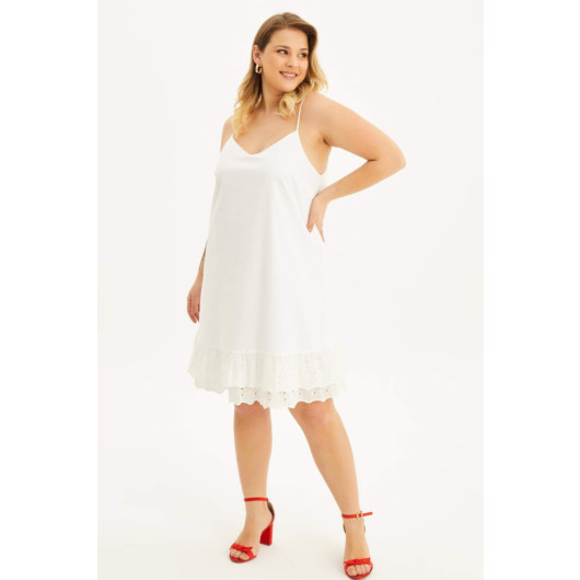 Lined Rope Strap Scalloped Dress