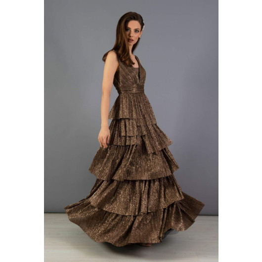 Copper Tulle Long Princess Evening Dress