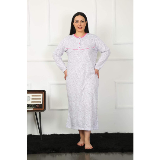 Big Long Sleeve Fuchsia Mother Nightgown