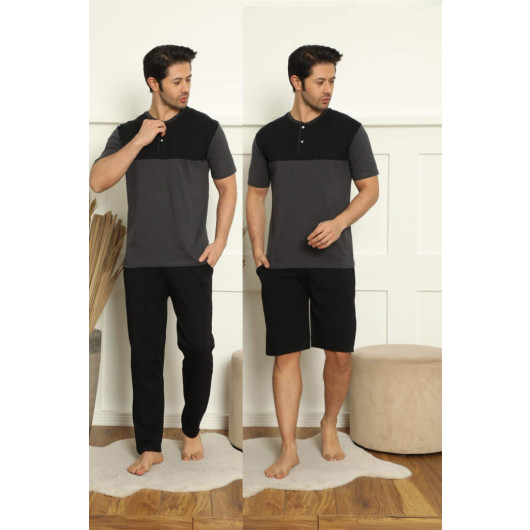 Men's 100% Cotton 3-Piece Pajama Set With Pockets