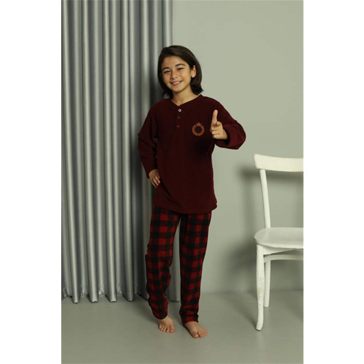 Boy's Claret Red Pajama Set