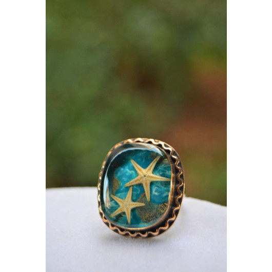 Real Starfish Handmade Women Adjustable Ring