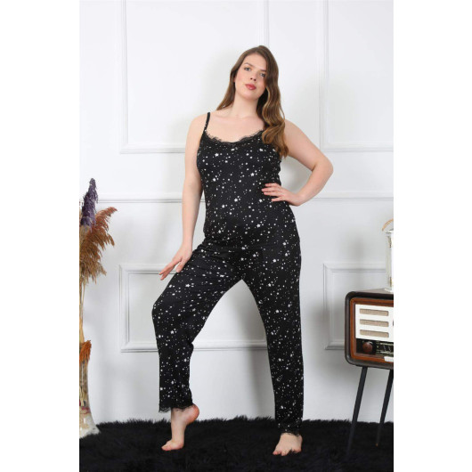 Women's Black Summer Pajamas, Large Size