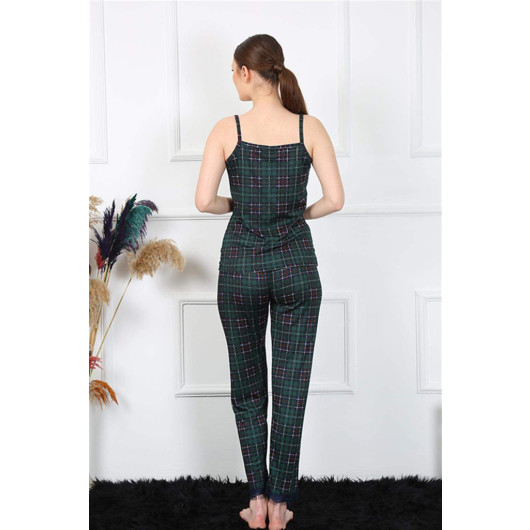 Green Women's Pajama Set With Thin Ties
