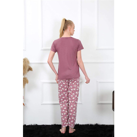 Women's Burgundy Short-Sleeved Pajama Set