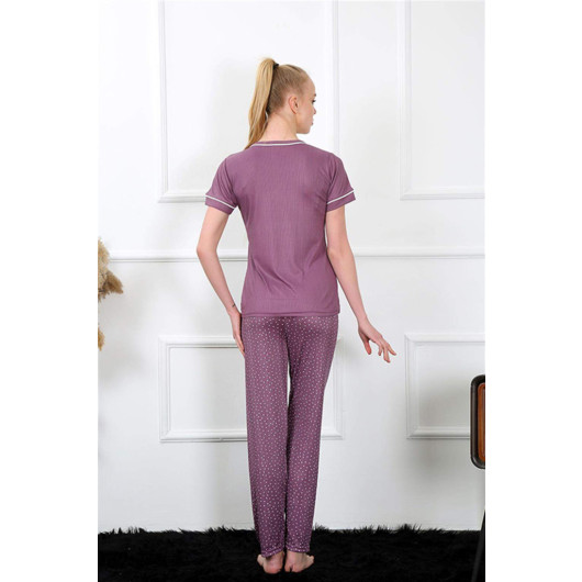 Women's Burgundy Short Sleeve Pajama Set