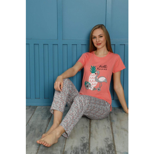 Women's Cotton Pajamas, Pomegranate Flower