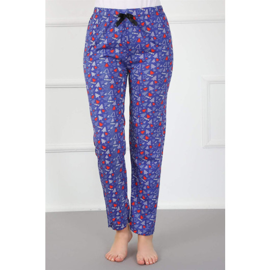 Women's Navy Blue Cotton Pajama Pants