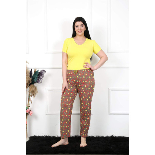 Women's Pajama Pants, Large Size, Brown Cotton