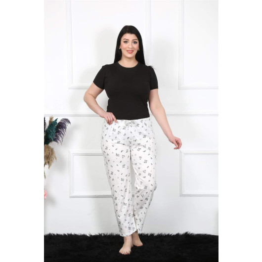 Women's Pajama Pants, Large Size, White Cotton